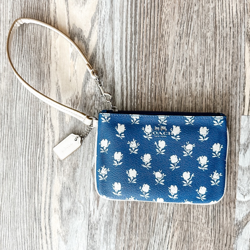 Coach Blue Floral Wristlet